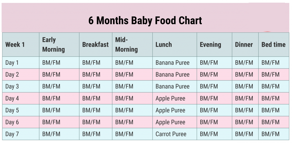 6 Months Baby Food Chart With Indian Food Recipe