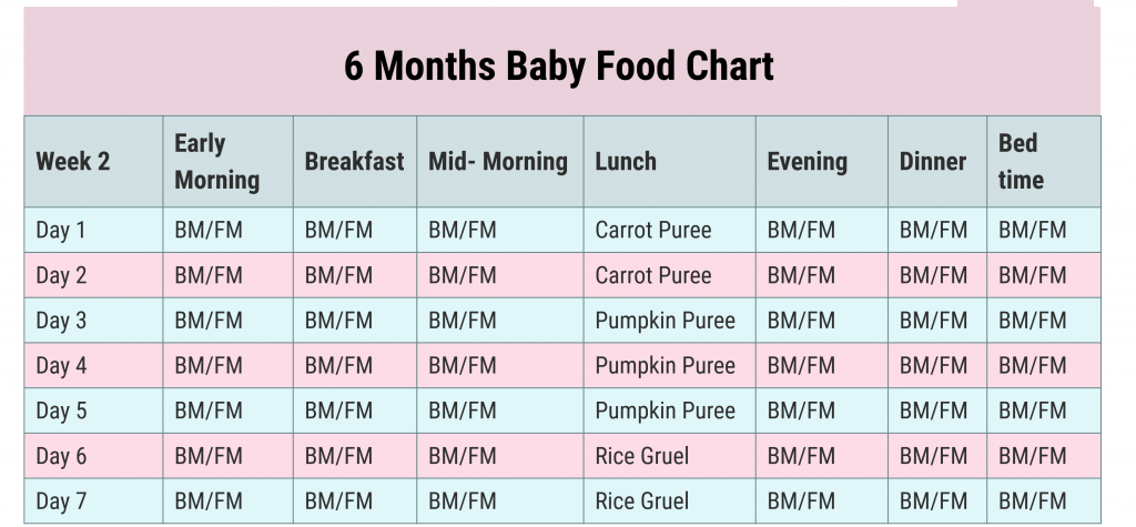 6 Months Baby Food Chart With Indian Food Recipe